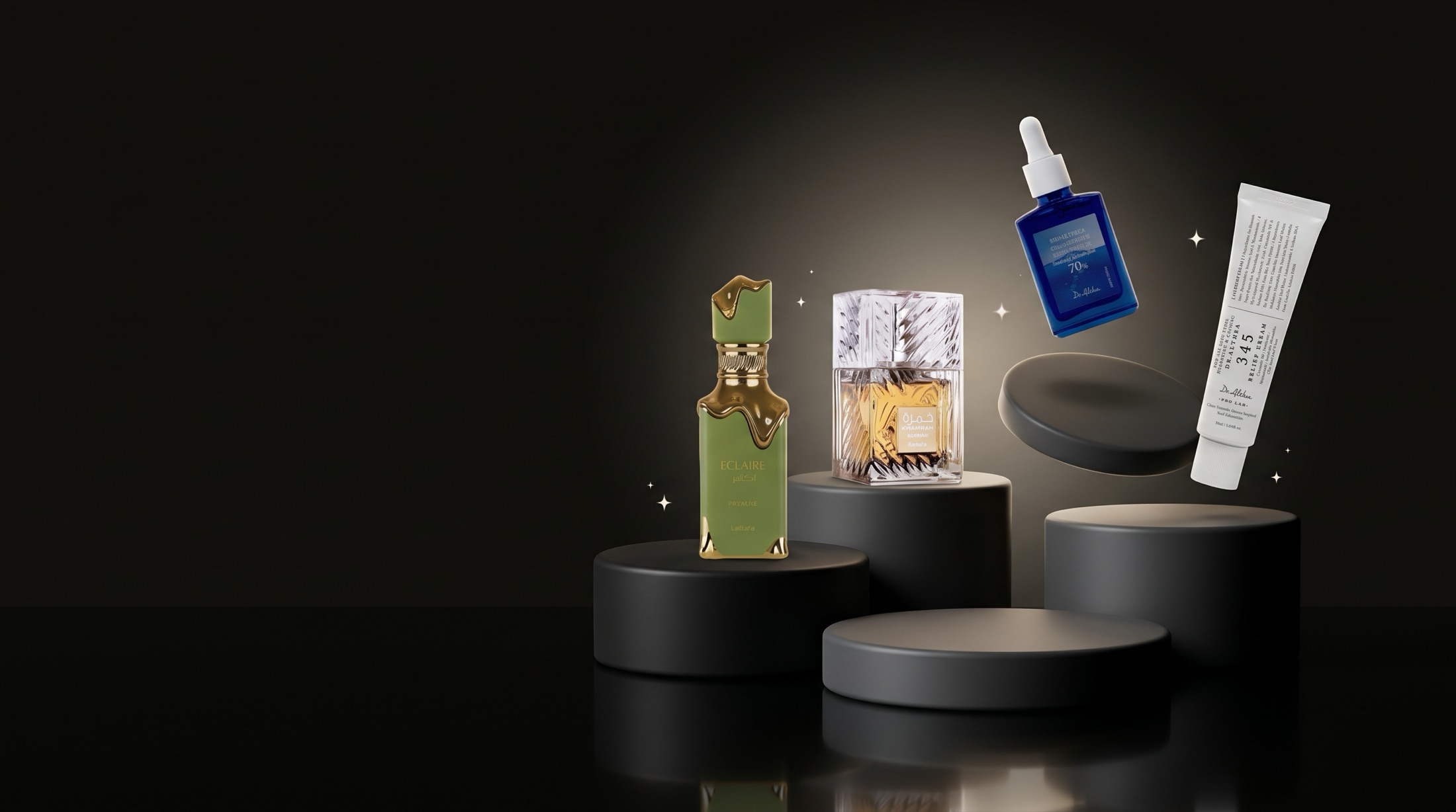 Lattafa Eclaire Pistache, Lattafa Khamrah Qahwa, Dr.Althea Aqua Marine sérum a 345 Relief Cream