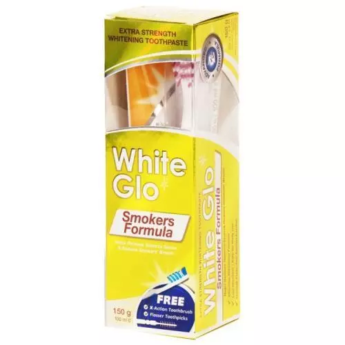 White Glo zubní pasta 150g Smokers+kartáček+mezizubní kartáček zdarma